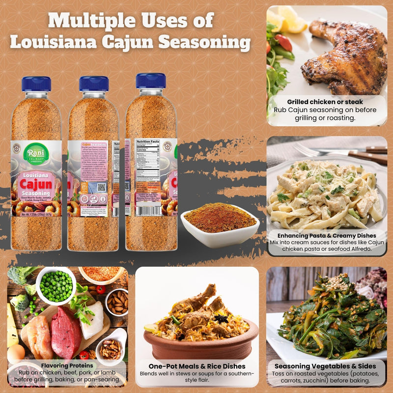 Rani Louisiana Cajun Seasoning (Special Blend for Gumbo, Jambalaya Crawfish, Shrimp) 20oz (1.25lbs) 567g PET Jar ~ All Natural | Gluten Friendly | NON-GMO | Kosher | Vegan | Product of USA