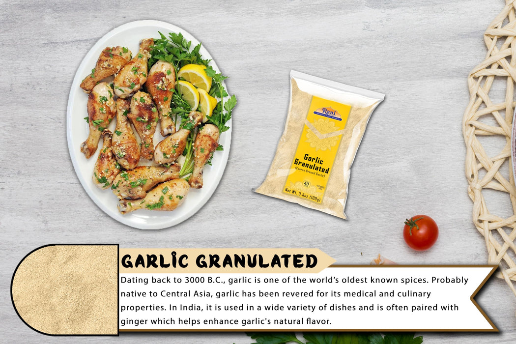 Rani Granulated Garlic (Coarse Ground Garlic) 3.5oz (100g) ~ All Natural | Gluten Friendly | Vegan | NON-GMO | Kosher | No Salt or fillers | Product of USA