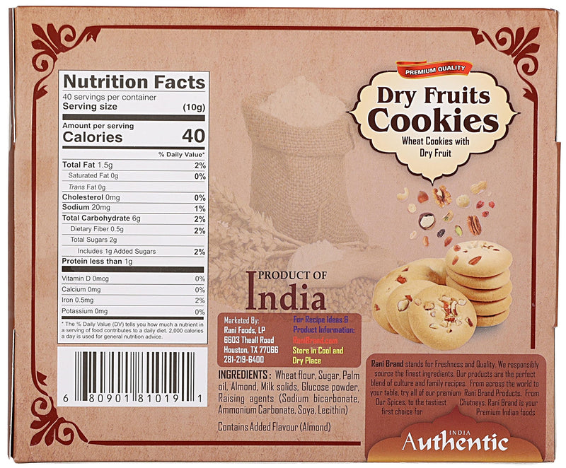 Rani Cookies Variety Pack of 4 (Jeera, Choco Chip, Dry Fruits, Atta) 14oz (400g) each, Premium Quality Indian Cookies ~ Vegan | Non-GMO | Indian Origin
