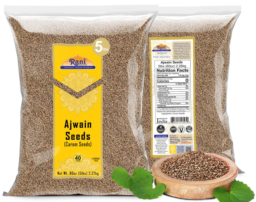 Rani Ajwain Seeds (Carom Bishops Weed) Spice Whole 80oz (5lbs) 2.27kg Bulk ~ Natural | Vegan | Gluten Friendly | NON-GMO | Kosher | Indian Origin