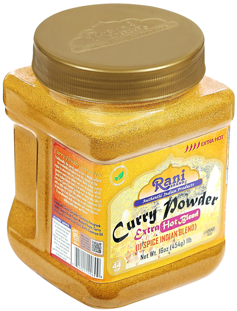 Rani Curry Powder EXTRA HOT Natural 11-Spice Blend 16oz (1lbs) 454g PET Jar ~ Salt Free | Vegan | Gluten Friendly | NON-GMO | Kosher | Indian Origin