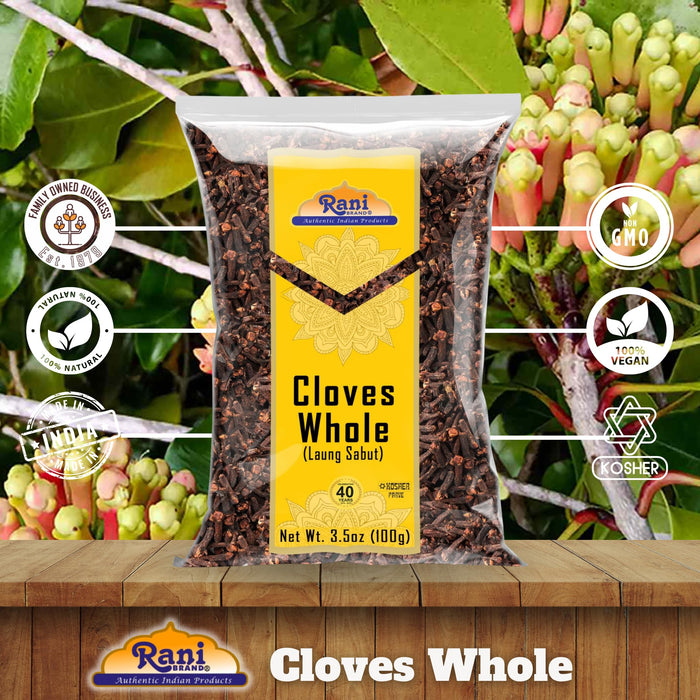 Rani Cloves Whole (Laung) 3.5oz (100g) Great for Food, Tea, Pomander Balls and Potpourri, Hand Selected, Spice ~ All Natural | NON-GMO | Kosher | Vegan