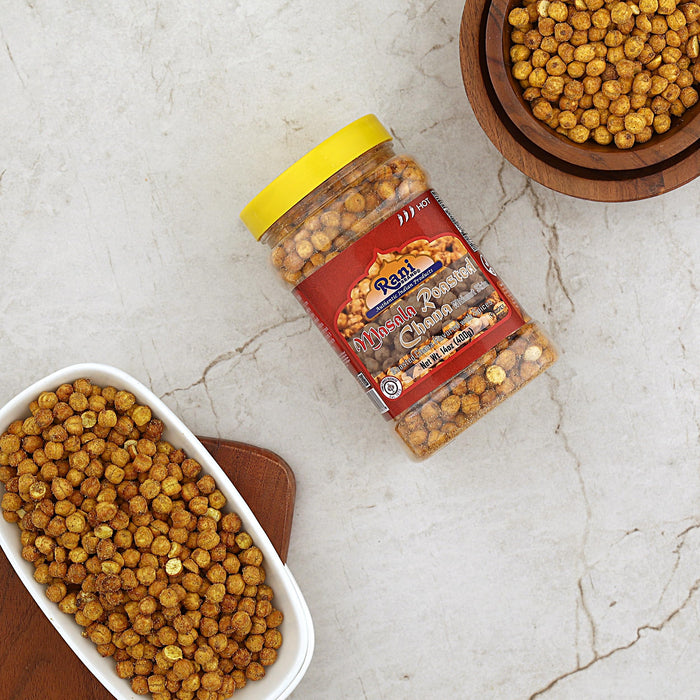 Rani Roasted Chana (Chickpeas) Masala Flavor 14oz (400g) PET Jar ~ All Natural | Vegan | No Preservatives | Gluten Friendly | Kosher | Indian Origin | Great Snack, Ready to Eat | Seasoned with 7 Spices