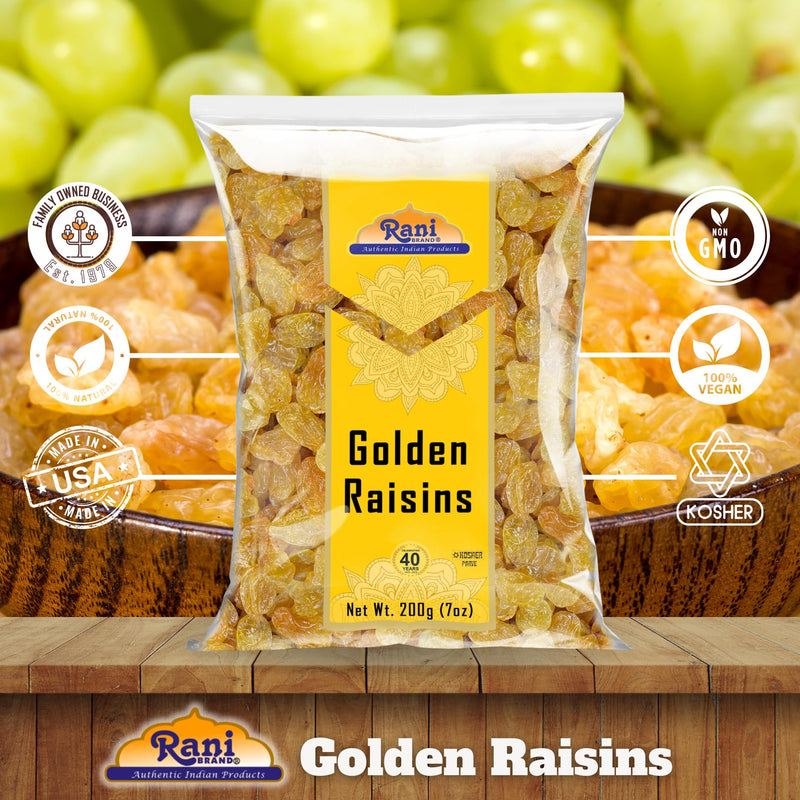 Rani Golden Raisins 7oz (200g) ~ All Natural | Gluten Friendly | NON-GMO | Kosher | Vegan | Product of USA