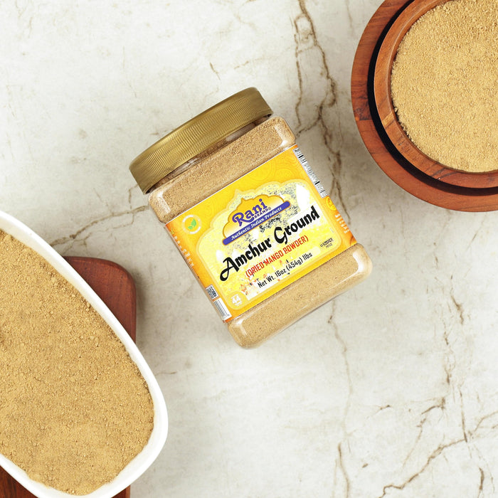 Rani Amchur (Mango) Ground Powder Spice 16oz (1lb) 454g PET Jar ~ All Natural | Gluten Friendly | Vegan | NON-GMO | No Salt or Fillers | Kosher | Indian Origin