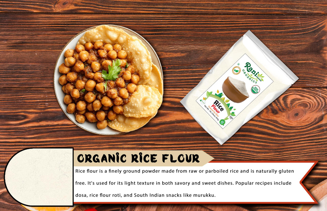 Rani Organic Rice (White) Flour 16oz (1lb) 454g ~ All Natural | Gluten Friendly | Vegan | NON-GMO | Kosher | Indian Origin | USDA Certified Organic