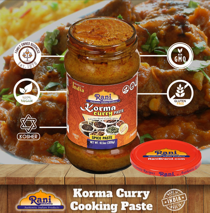 Rani Korma Curry Cooking Spice Paste 10.5oz (300g) Glass Jar ~ No Colors | All Natural | NON-GMO | Kosher | Vegan | Gluten Free | Indian Origin