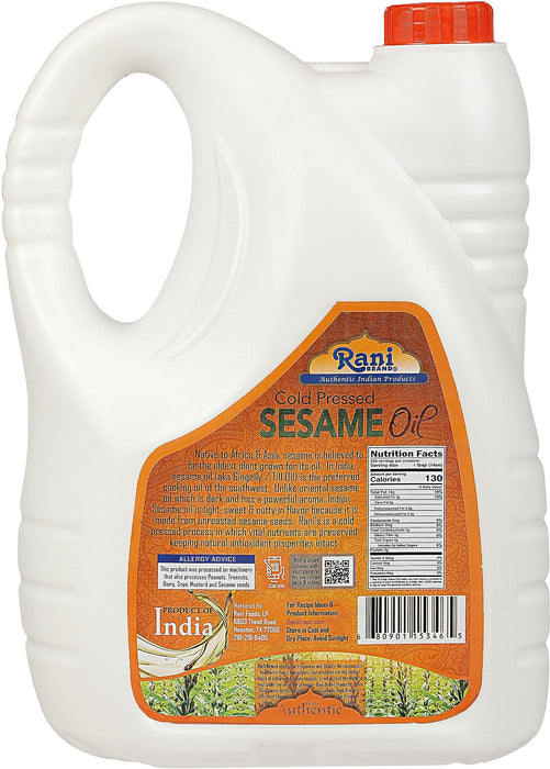 Rani Sesame Oil 169 Ounce (5 Liter) Cold Pressed | 100% Natural | NON-GMO | Kosher | Vegan | Gluten Free