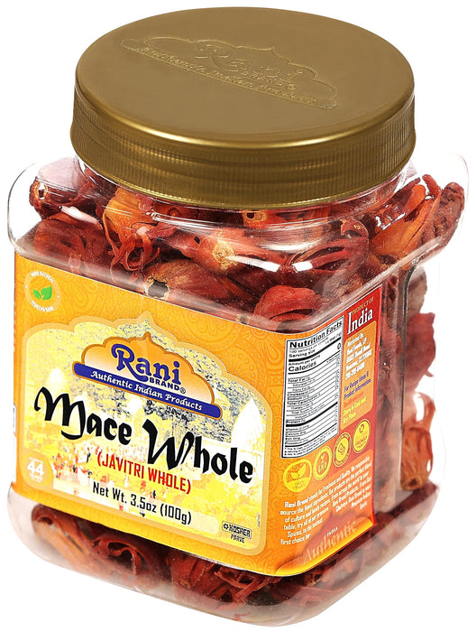 Rani Mace Whole (Javathri), Spice 3.5oz (100g) PET Jar ~ All Natural | Vegan | Gluten Friendly | NON-GMO | Kosher | Indian Origin