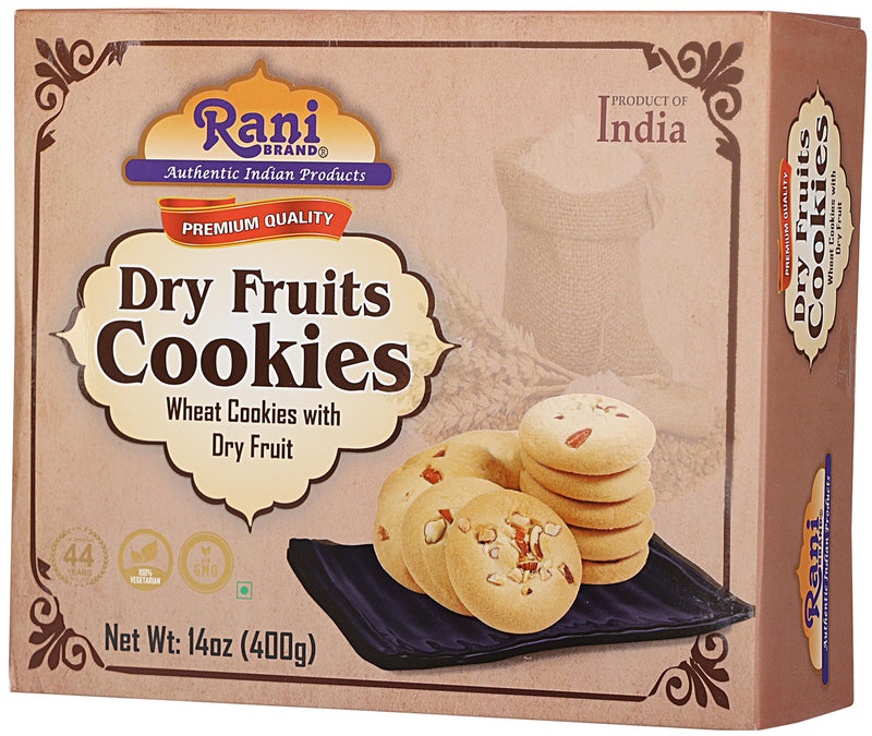 Rani Dry Fruits Cookies (Wheat Cookies with Dry Fruits) 14oz (400g) Pack of 3+1 FREE, Premium Quality Indian Cookies ~ All Natural | Vegan | Non-GMO | Indian Origin
