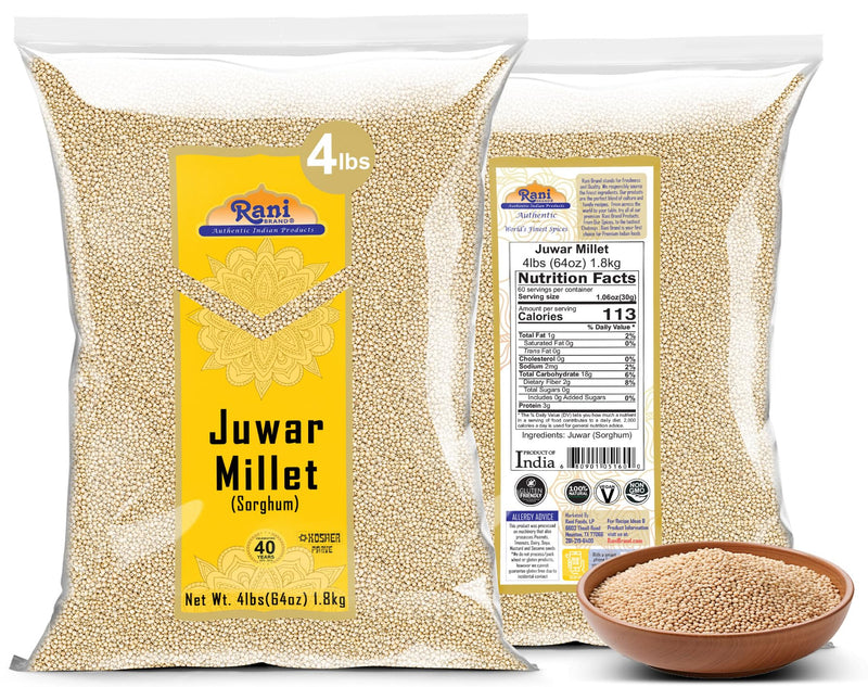 Rani Juwar Millet (Sorghum) Whole Ancient Grain Seeds 64oz (4lbs) 1.81kg ~ All Natural | Gluten Friendly | NON-GMO | Kosher | Vegan | Indian Origin