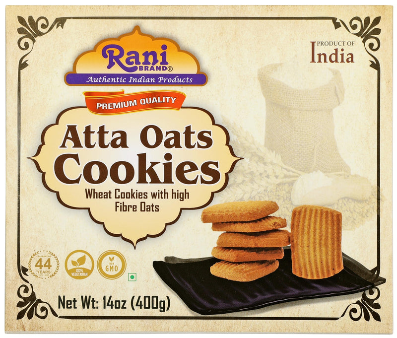 Rani Atta Oats Cookies (Wheat Cookies with High Fibre Oats) 14oz (400g) Premium Quality Indian Cookies ~ All Natural | Vegan | Non-GMO | Indian Origin