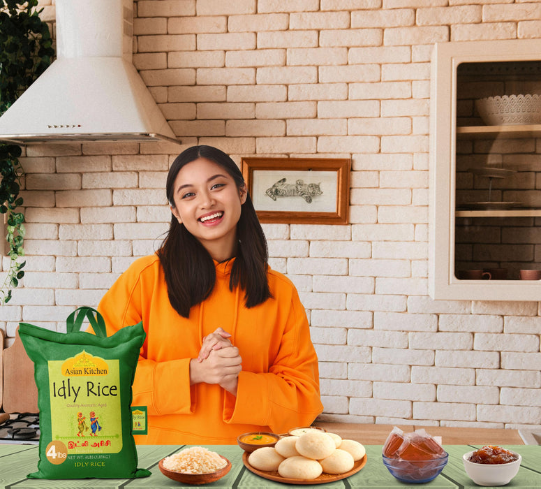 Asian Kitchen Idly (Idli) Rice 4-Pound Bag, 4lbs (1.81kg) Short Grain Rice ~ All Natural | Gluten Friendly | Vegan | Indian Origin | Export Quality