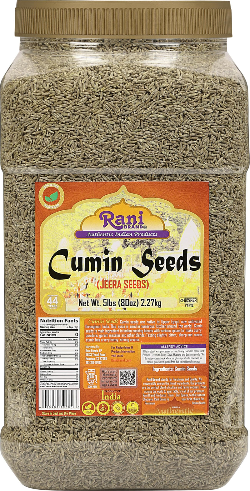 Rani Cumin Seeds Whole (Jeera) Spice 80oz