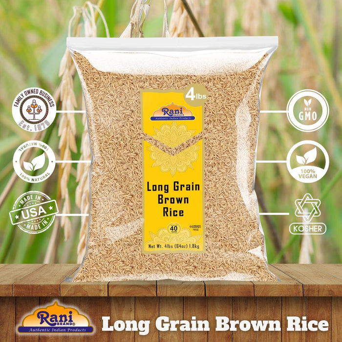 Rani Long Grain Brown Rice 64oz (4lbs) 1.81kg Bulk ~ All Natural | Gluten Friendly | Vegan | Non-GMO | Kosher | Product of USA