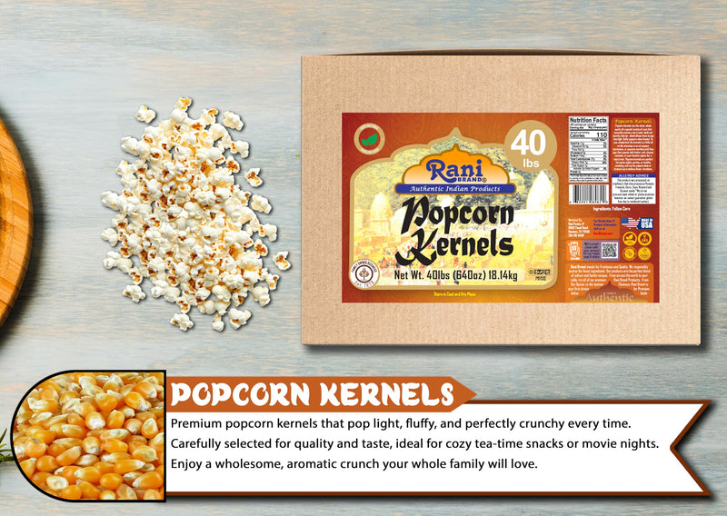 Rani Popcorn Kernels 40lbs (640oz) 18.14kg Bulk Box, Perfect for Stovetop, Microwave & Popcorn Machines ~ All Natural | Gluten Friendly | Vegan | NON-GMO | Kosher | Product of USA