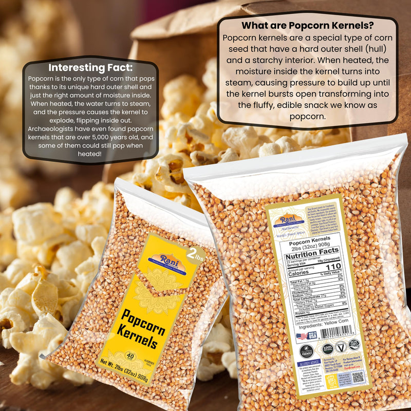 Rani Popcorn Kernels 32oz (2lbs) 908g Bulk, Perfect for Stovetop, Microwave & Popcorn Machines ~ All Natural | Gluten Friendly | Vegan | NON-GMO | Kosher | Product of USA