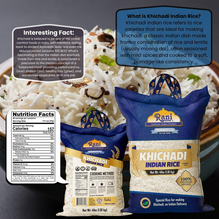 Rani Khichadi Indian Rice 64oz (4lbs) 1.81kg Cloth Bag ~ All Natural | Gluten Friendly | Vegan | Kosher | Export Quality | Indian Origin
