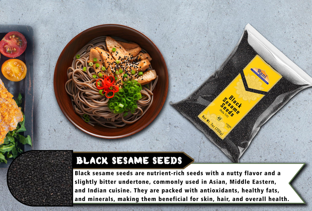 Rani Sesame Seeds Whole Black, Raw (Kala Till) 7oz (200g) ~ All Natural | Gluten Friendly | NON-GMO | Kosher | Vegan | Indian Origin
