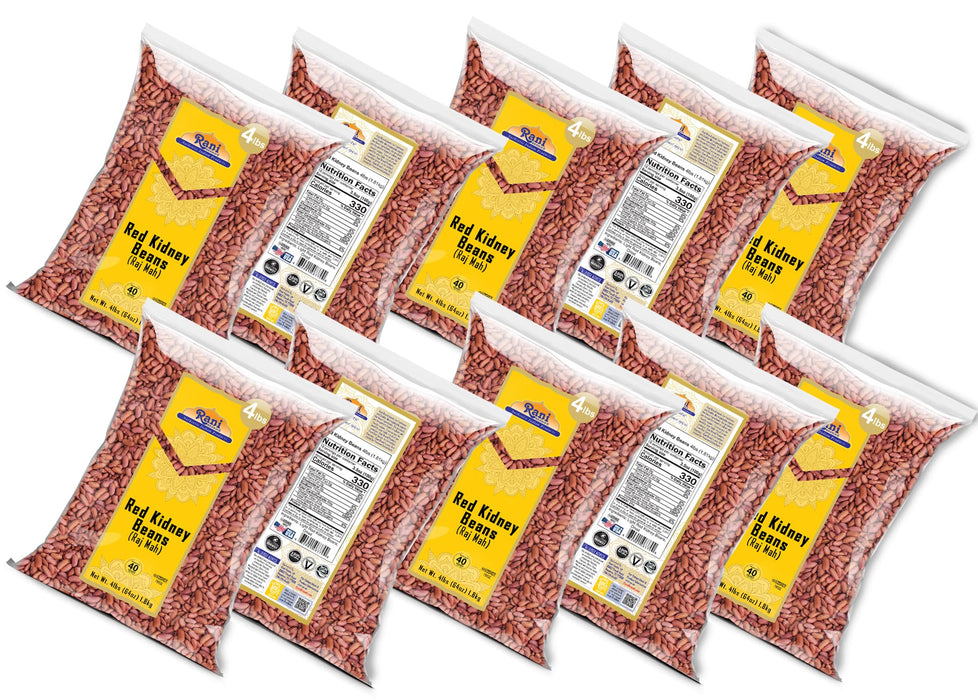 Rani Red Kidney Beans, Light 64oz (4lbs) 1.81kg ~ Pack of 10 ~ 640oz (40lbs) 18.14kg Total ~ All Natural | Vegan | Gluten Friendly | NON-GMO | Kosher | Raj Mah