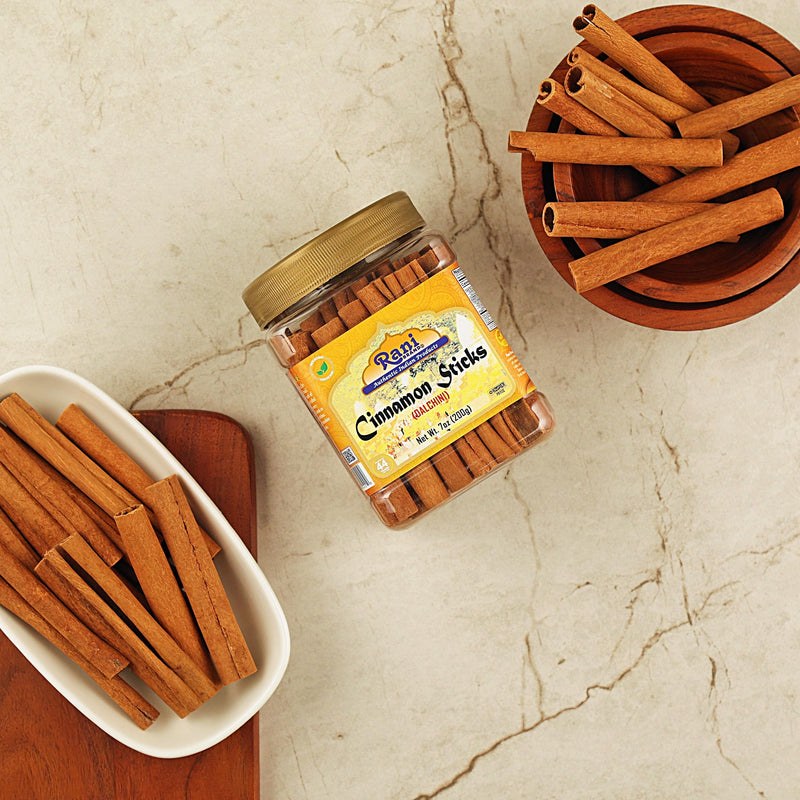 Rani Cinnamon Sticks 7oz (200g) PET Jar - 36-44 Sticks - Strong Aroma, Perfect for Baking, Cooking & Beverages | 3+ Inches Length - Cassia Saigon Cinnamon from Vietnam | Kosher