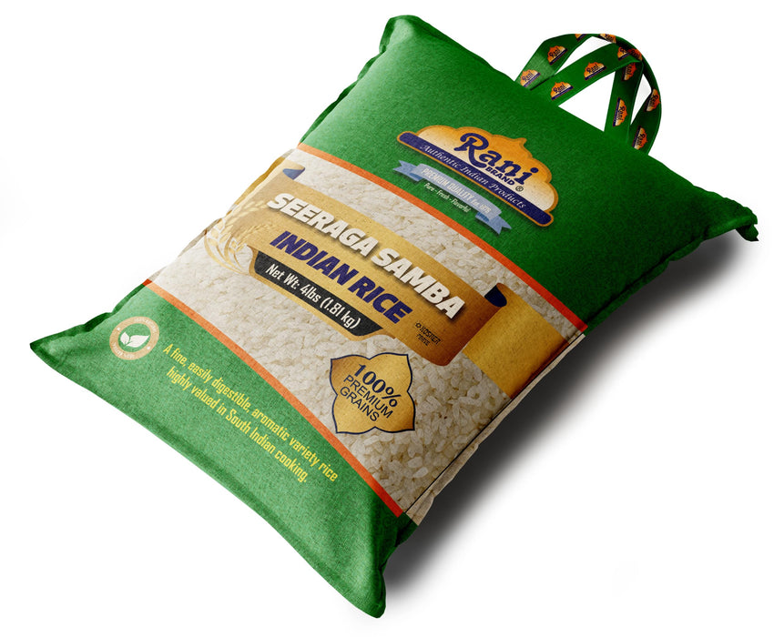 Rani Seeraga Samba Indian Rice 64oz (4lbs) 1.81kg Cloth Bag ~ All Natural | Gluten Friendly | Vegan | Kosher | Export Quality | Indian Origin