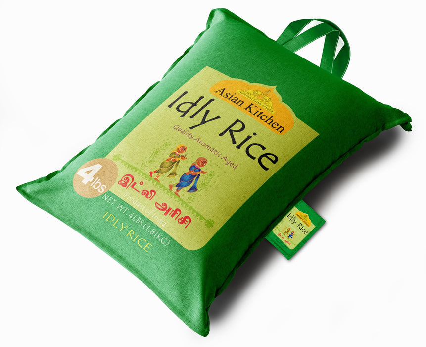 Asian Kitchen Idly (Idli) Rice 4-Pound Bag, 4lbs (1.81kg) Short Grain Rice ~ All Natural | Gluten Friendly | Vegan | Indian Origin | Export Quality