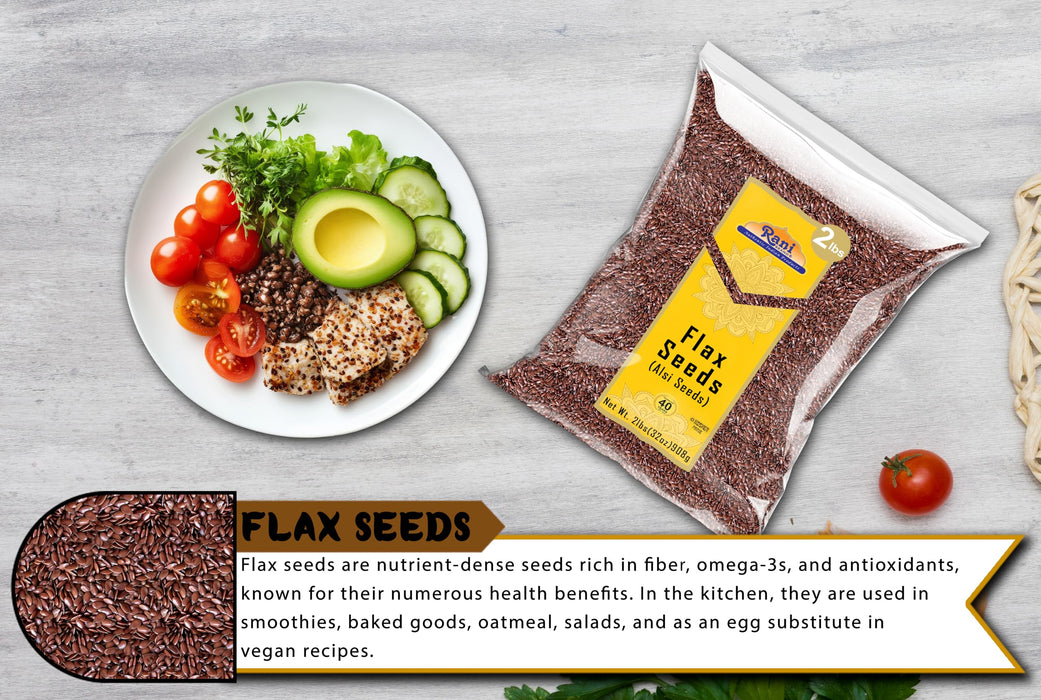 Rani Flax Seeds Whole Raw (Alsi, Linum usitatissimum) 32oz (2lbs) 908g ~ All Natural | Gluten Friendly | Non-GMO | Kosher | Vegan | Indian Origin