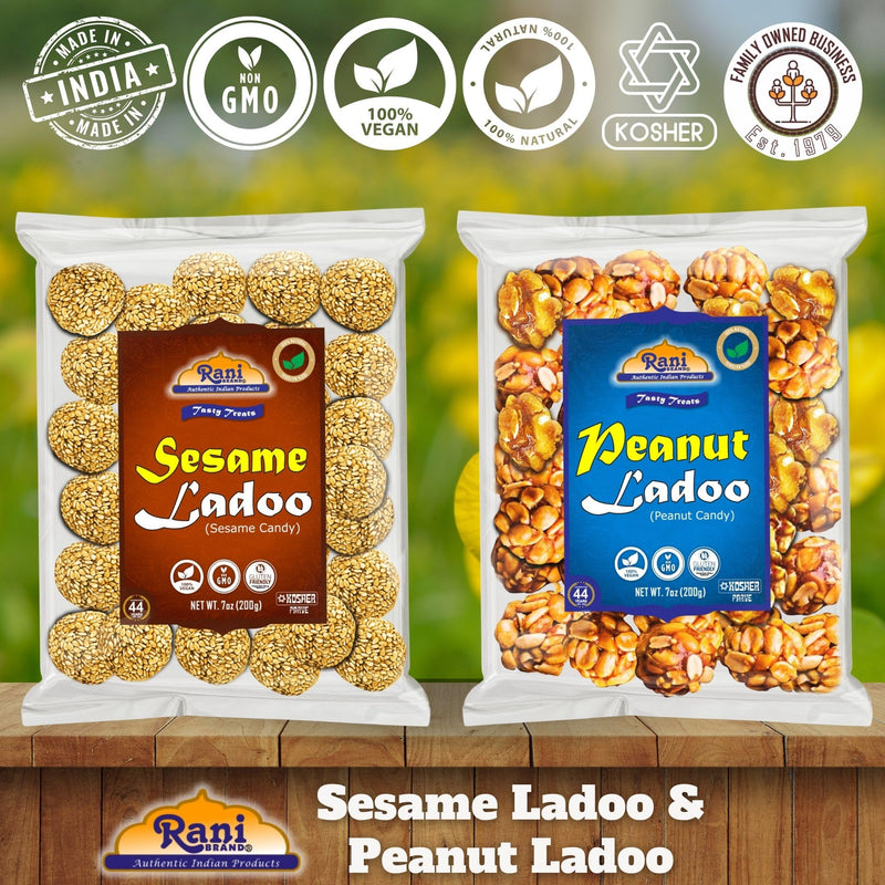 Rani Peanut & Sesame Ladoo (Round Brittle Candy) 7oz (200g) x Pack of 2 ~ All Natural | Vegan | Kosher | No colors | Gluten Friendly | Indian Origin
