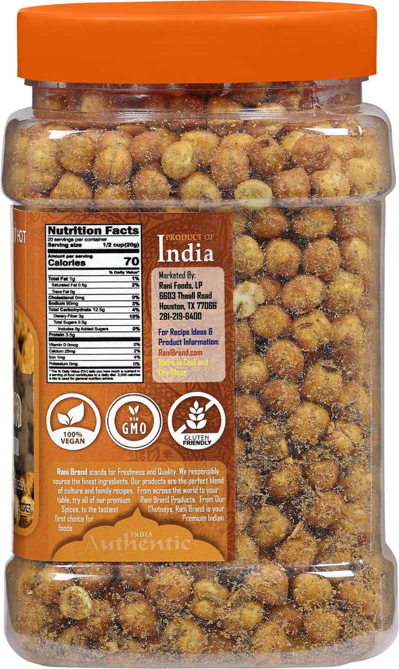 Rani Roasted Chana (Chickpeas) Hing-Jeera (Cumin-Asafetida) Flavor 14oz (400g) PET Jar ~ All Natural | Vegan | No Preservatives | Gluten Friendly | Kosher | Indian Origin |Ready to Eat | Seasoned with 9 Spices