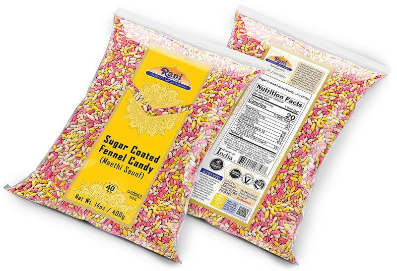 Rani Sugar Coated Fennel Candy 14oz (400g) - [Pack of 2 / 800g 28oz total] ~ Indian After Meal Digestive Treat | Vegan | Gluten Friendly | NON-GMO | Kosher | Indian Origin (Copy)