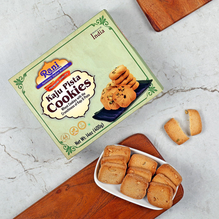 Rani Kaju Pista Cookies (Wheat Cookies with Crunchiness of Kaju & Pista) 14oz (400g) Premium Quality Indian Cookies ~ All Natural | Vegan | Non-GMO | Indian Origin