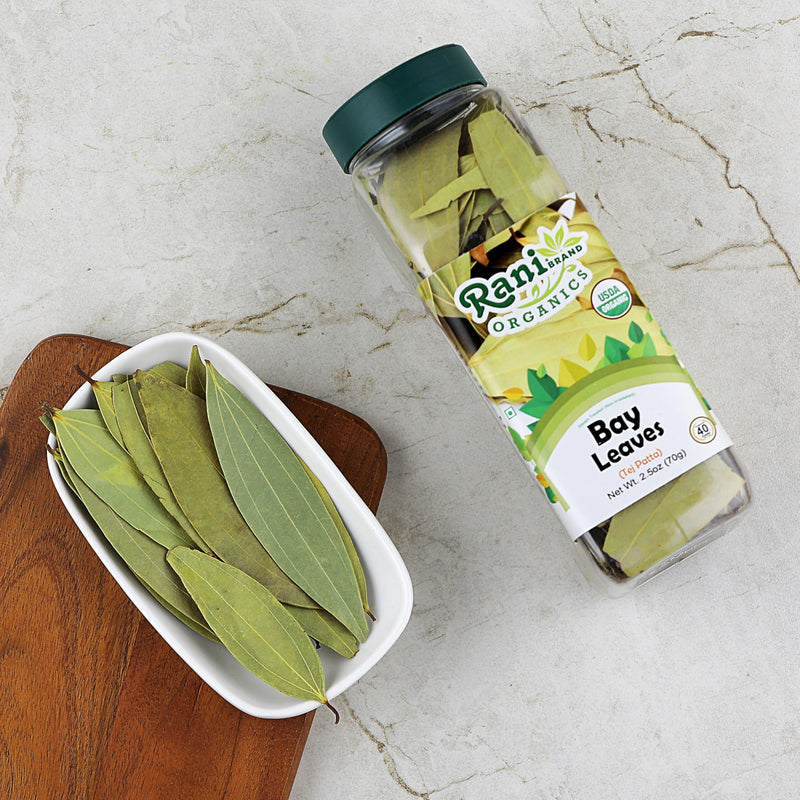 Rani Organic Bay Leaves (Tej Patta) Whole Spice Hand Selected Extra Large 2.5oz (70g) PET Jar ~ All Natural | Gluten Friendly | NON-GMO | Vegan | Indian Origin | USDA Certified Organic