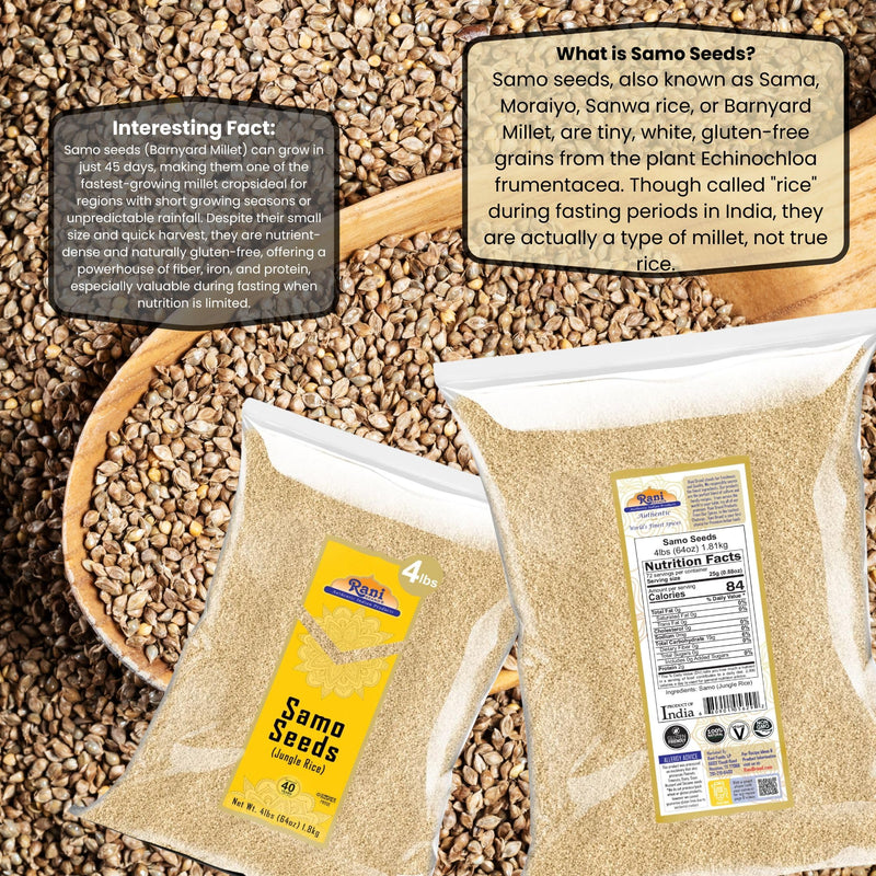 Rani Samo Seeds Whole (Japanese barnyard millet) Echinochloa frumentacea 64oz (4lbs) 1.81kg Bulk ~ All Natural | Vegan | Gluten Friendly | Kosher | NON-GMO