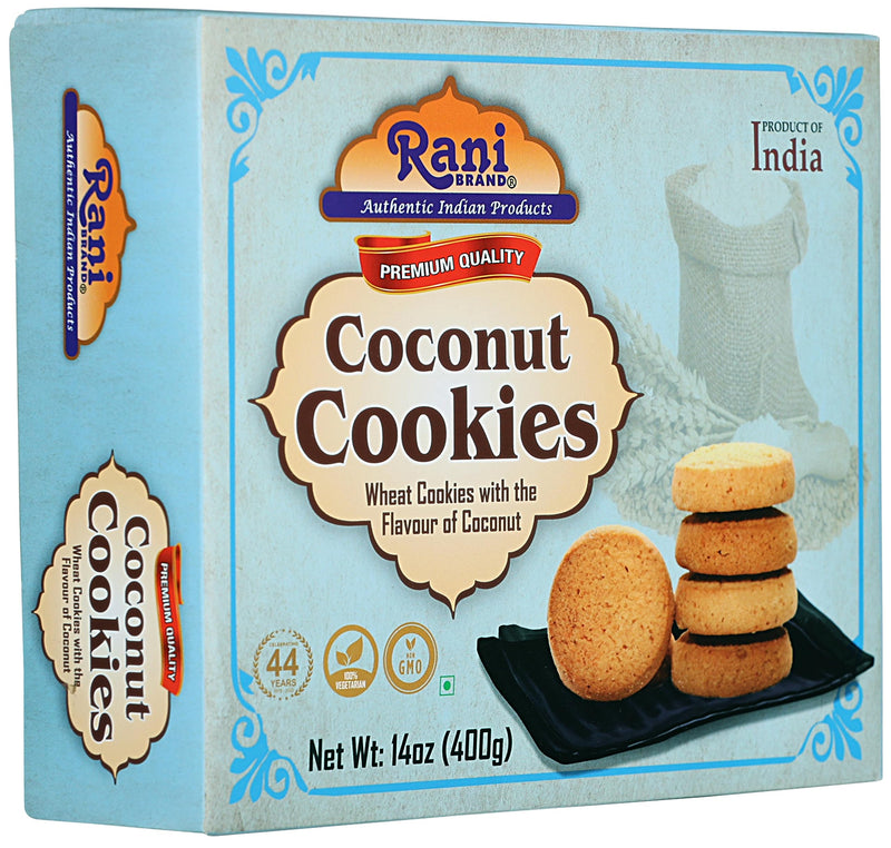 Rani Coconut Cookies (Wheat Cookies with the Flavor of Coconut) 14oz (400g) Pack of 3+1 FREE, Premium Quality Indian Cookies ~ Vegan | Non-GMO | Indian Origin