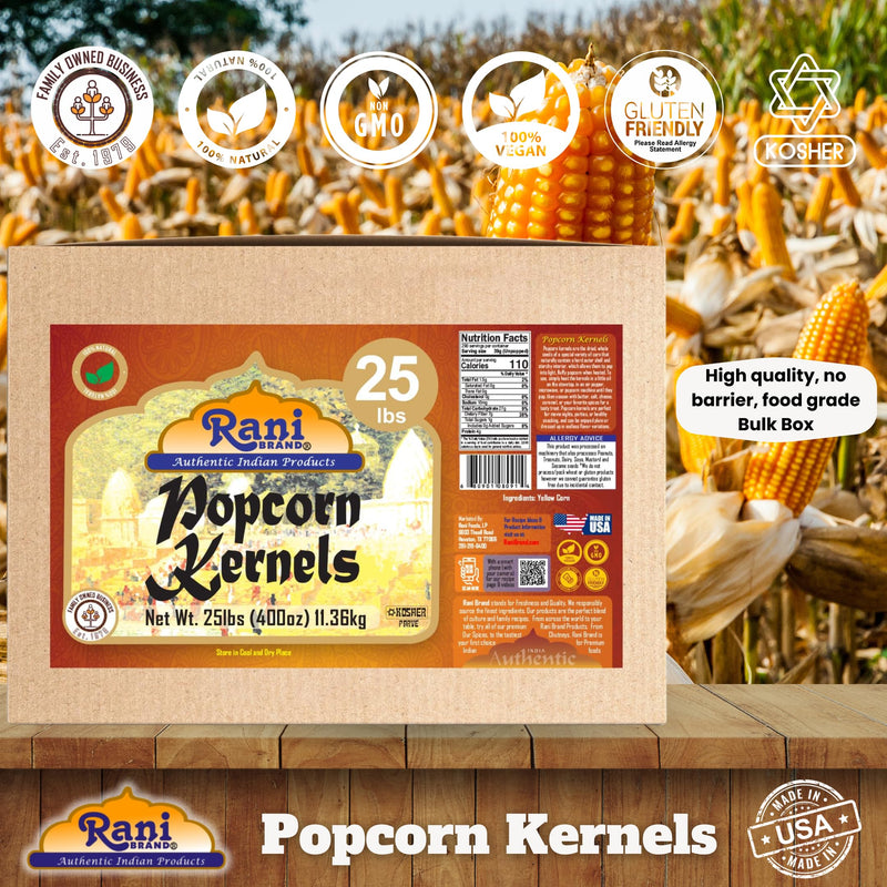 Rani Popcorn Kernels 400oz (25lbs) 11.36kg Bulk, Perfect for Stovetop, Microwave & Popcorn Machines ~ All Natural | Gluten Friendly | Vegan | NON-GMO | Kosher | Product of USA