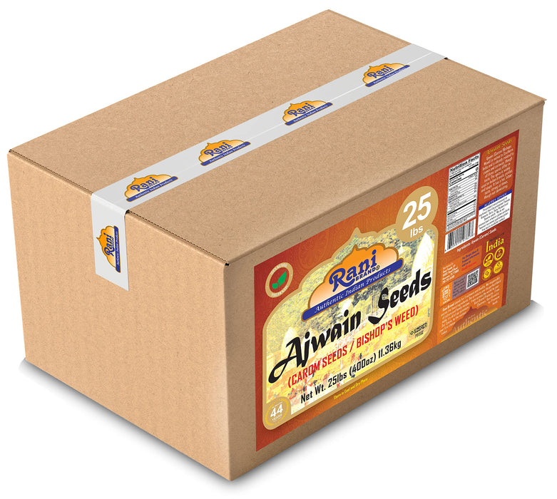 Rani Ajwain Seeds (Carom Bishops Weed) Spice Whole 400oz (25lbs) 11.36kg Bulk Box ~ All Natural | Vegan | Gluten Friendly | NON-GMO | Kosher | Indian Origin