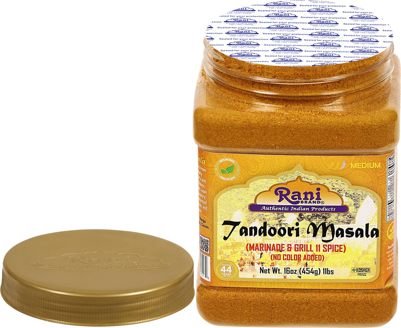 Rani Tandoori Masala (Natural, No Colors Added) Indian 11-Spice Blend 16oz (1lb) 454g PET Jar, Pack of 6 ~ Salt Free | Vegan | Gluten Friendly | NON-GMO | Indian Origin