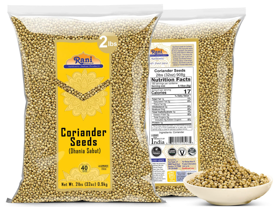 Rani Coriander (Dhania) Seeds Whole, Indian Spice 32oz (2lbs) 907g ~ All Natural | Gluten Friendly | NON-GMO | Kosher | Vegan | Indian Origin