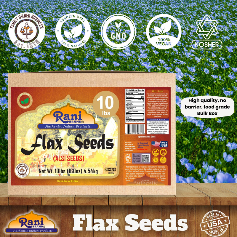 Rani Flax Seeds Whole Raw (Alsi, Linum usitatissimum) 160oz (10lbs) 4.54kg Bulk Box ~ All Natural | Gluten Friendly | Non-GMO | Kosher | Vegan | Indian Origin