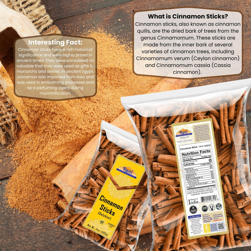 Rani Cinnamon Sticks 14oz (400g) ~ 72-88 Sticks 3" in Length Cassia Round ~ All Natural | Vegan | No Colors | Gluten Friendly | NON-GMO | Product of Vietnam