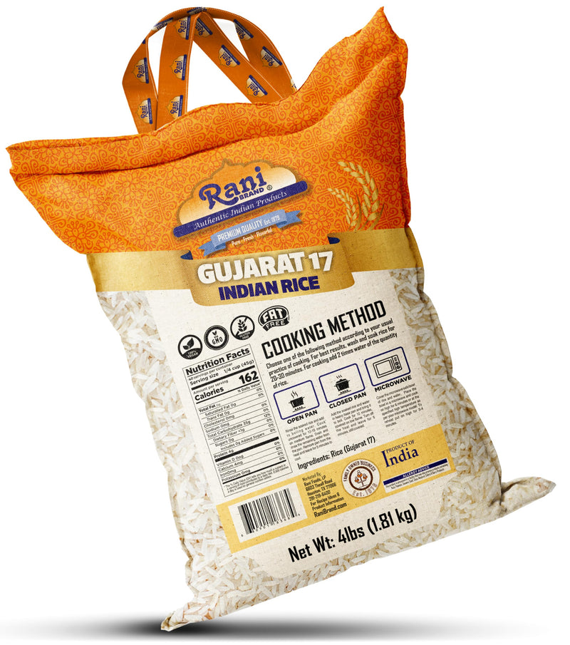 Rani Gujarat 17 Indian Rice 64oz (4lbs) 1.81kg Cloth Bag ~ All Natural | Gluten Friendly | Vegan | Kosher | Export Quality | Indian Origin