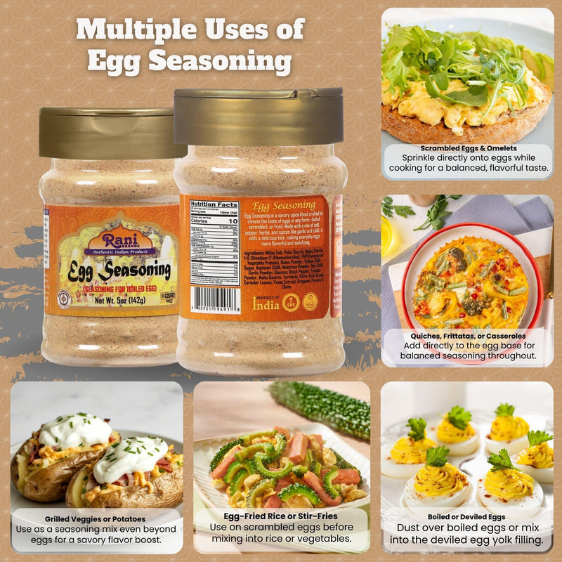 Rani Egg Seasoning (Seasoning for Boiled Egg) 5oz (141g) PET Jar ~ Shaker Top For Your Eggs or Tofu Scramble | All Natural | Vegan | Gluten Friendly | NON-GMO | Indian Origin