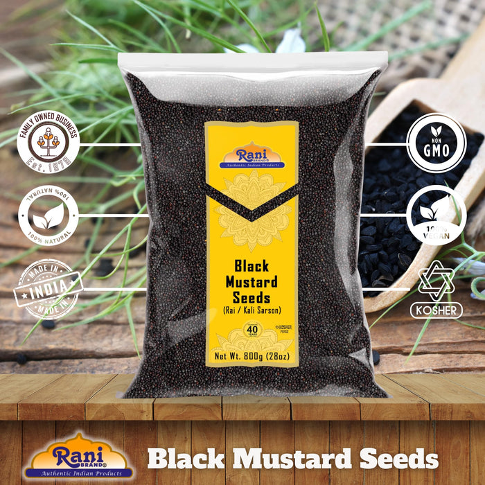 Rani Black Mustard Seeds Whole Spice (Kali Rai) 28oz (800g) ~ All Natural | Gluten Friendly | NON-GMO | Kosher | Vegan | Indian Origin