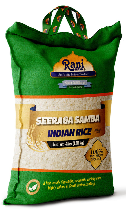 Rani Seeraga Samba Indian Rice 64oz (4lbs) 1.81kg Cloth Bag ~ All Natural | Gluten Friendly | Vegan | Kosher | Export Quality | Indian Origin