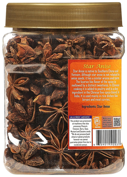 Rani Star Anise Seeds, Whole Pods (Badian Khatai) Spice 5.29oz (150g) PET Jar ~ All Natural | Gluten Friendly | Kosher | Vegan | Whole Chinese Anise Star Sun Dried Spice, Anis Estrella / Illicium Verum, Widely Used for Baking, Drinks, Cooking, and Tea