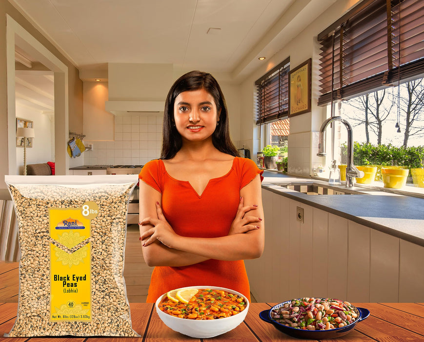 Rani Black Eyed Peas, Dried (Lobhia) 128oz (8lbs) 3.63kg Bulk ~ All Natural | Vegan | Kosher | Gluten Friendly | Product of USA