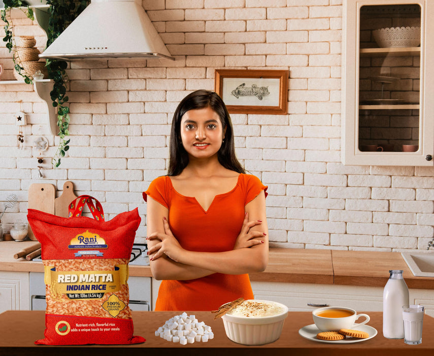 Rani Red Matta Indian Rice 160oz (10lbs) 4.54kg Cloth Bag ~ All Natural | Gluten Friendly | Vegan | Kosher | Export Quality | Indian Origin