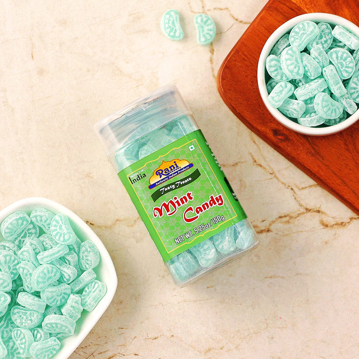 Rani Mint Candy 5.25oz (150g) Vacuum Sealed, Easy Open Top, Resealable Container ~ Indian Tasty Treats | Vegan | Gluten Friendly | NON-GMO | Indian Origin