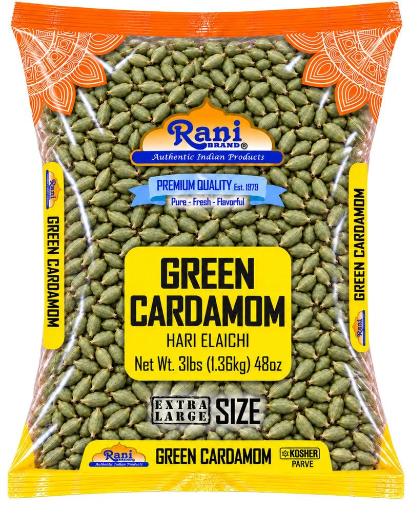 Rani Green Cardamom Pods Spice (Hari Elachi) 48oz (3lbs) 1.36kg Bulk ~ All Natural | Vegan | Gluten Friendly | NON-GMO | Product of India